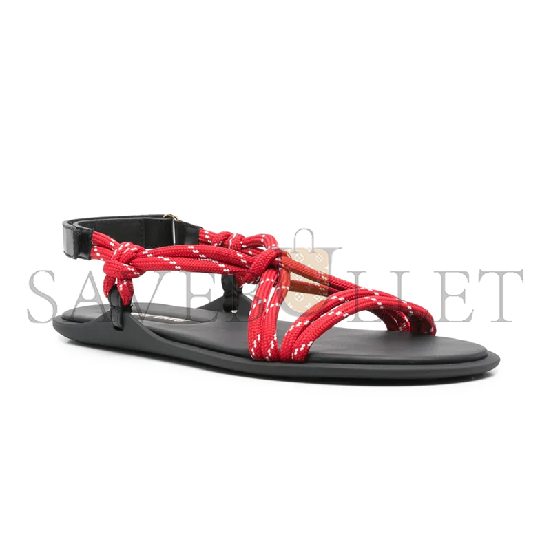 MIU MIU RIVIERE CORD AND LEATHER SANDALS 5X420E